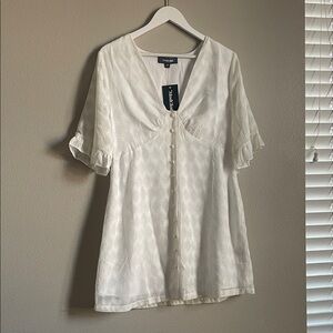 Modcloth White Dress NWT with Button Detail